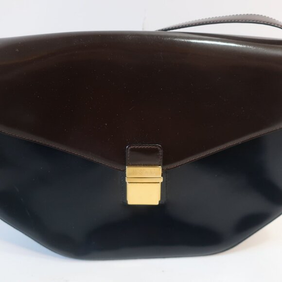 Womens Moschino 453248 Brown Black Matted Patent Leather Shoulder Handbag - Picture 2 of 16